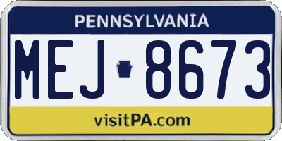 PA license plate MEJ8673