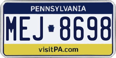 PA license plate MEJ8698