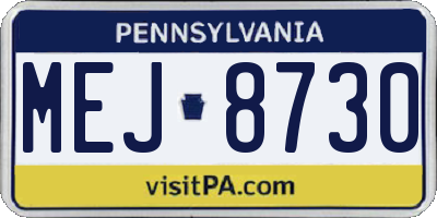 PA license plate MEJ8730