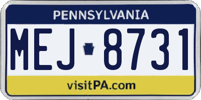 PA license plate MEJ8731