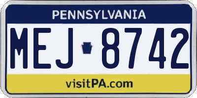 PA license plate MEJ8742