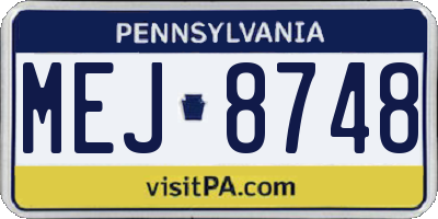 PA license plate MEJ8748