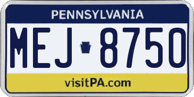 PA license plate MEJ8750