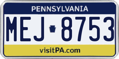 PA license plate MEJ8753