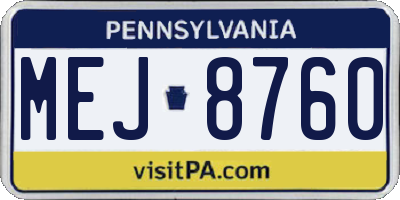 PA license plate MEJ8760