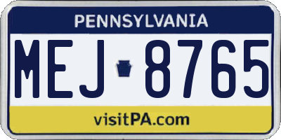 PA license plate MEJ8765