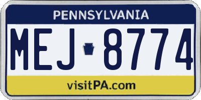 PA license plate MEJ8774