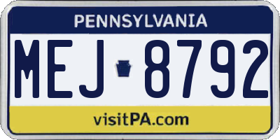 PA license plate MEJ8792