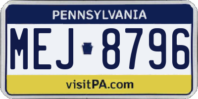 PA license plate MEJ8796