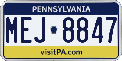 PA license plate MEJ8847