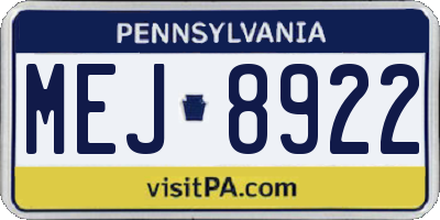 PA license plate MEJ8922