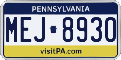 PA license plate MEJ8930