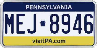 PA license plate MEJ8946