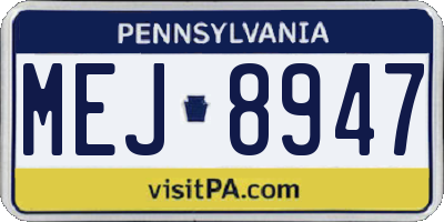 PA license plate MEJ8947