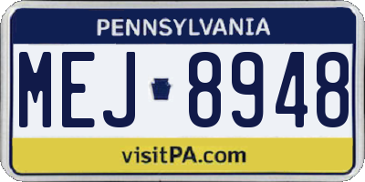 PA license plate MEJ8948