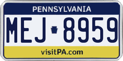 PA license plate MEJ8959