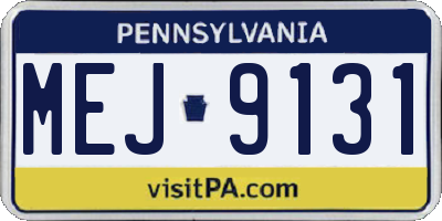 PA license plate MEJ9131