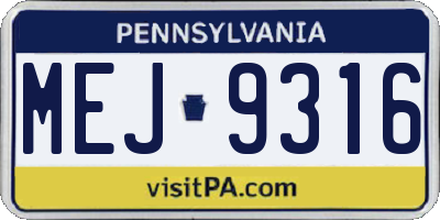 PA license plate MEJ9316