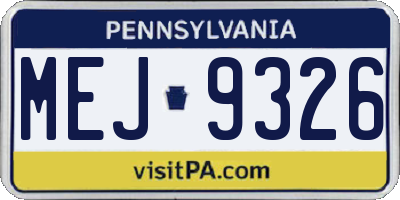 PA license plate MEJ9326