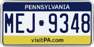 PA license plate MEJ9348