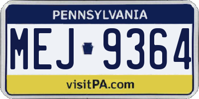 PA license plate MEJ9364