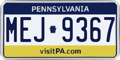 PA license plate MEJ9367