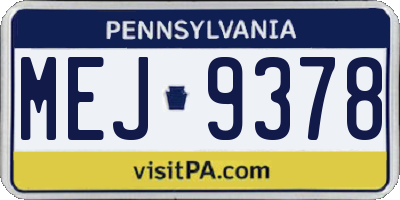 PA license plate MEJ9378