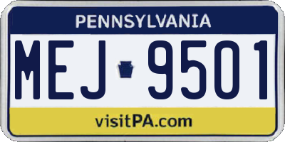 PA license plate MEJ9501
