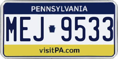 PA license plate MEJ9533