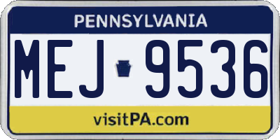 PA license plate MEJ9536