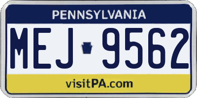 PA license plate MEJ9562