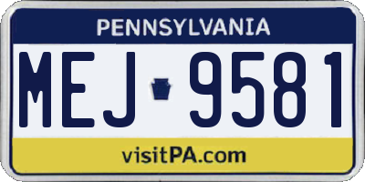 PA license plate MEJ9581