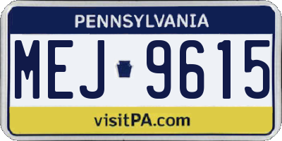 PA license plate MEJ9615
