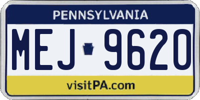 PA license plate MEJ9620