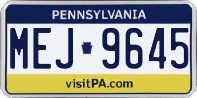 PA license plate MEJ9645