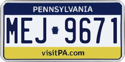 PA license plate MEJ9671