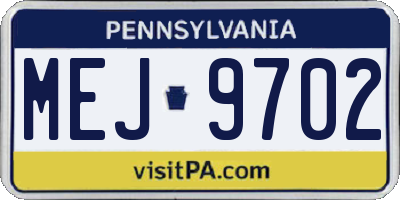 PA license plate MEJ9702