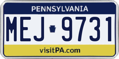 PA license plate MEJ9731