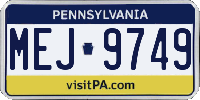 PA license plate MEJ9749