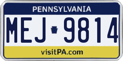 PA license plate MEJ9814