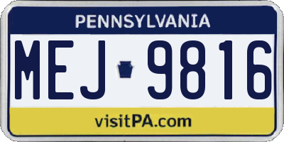 PA license plate MEJ9816