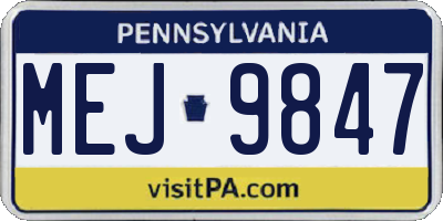 PA license plate MEJ9847