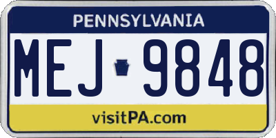 PA license plate MEJ9848