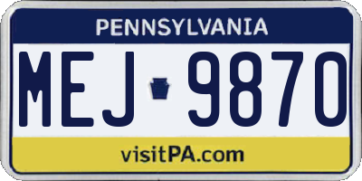 PA license plate MEJ9870