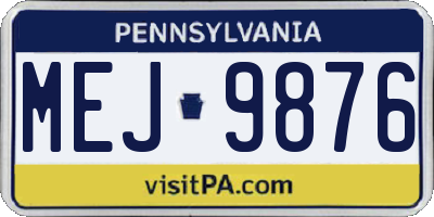 PA license plate MEJ9876