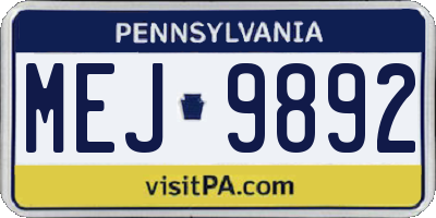 PA license plate MEJ9892