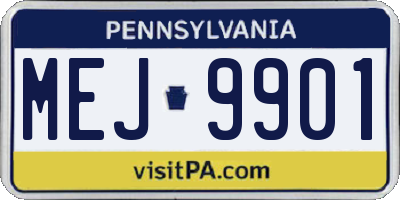 PA license plate MEJ9901