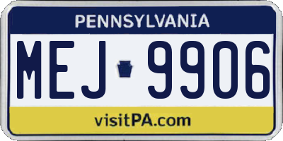 PA license plate MEJ9906