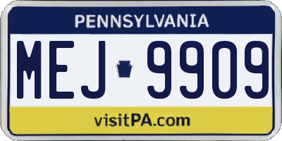 PA license plate MEJ9909