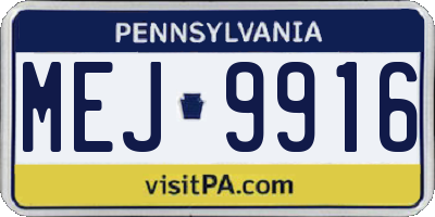 PA license plate MEJ9916